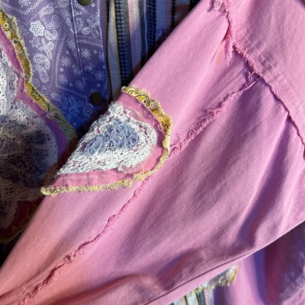 Blue Velvet Pink Butterfly Dreams  Embroidered Patch 🦋 - Picture 9 of 11